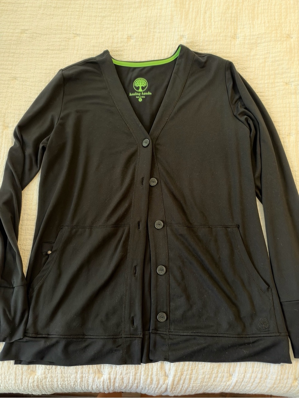 Healing Hands Black Label Becca 5077 Scrub Jacket Black Button Front